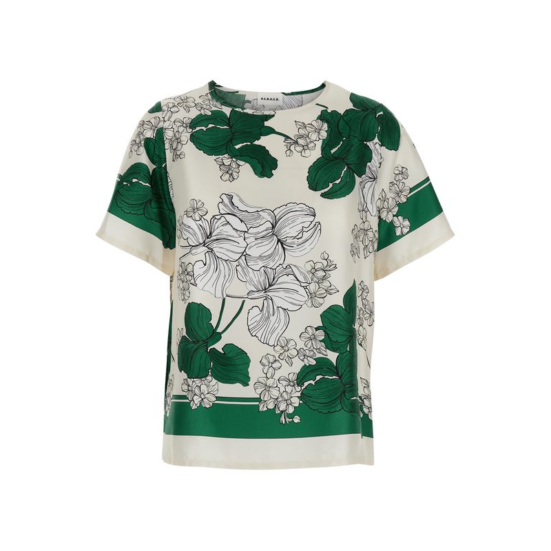 P.A.R.O.S.H. Multicolor Blouse With All-Over Floral Printed Motif In Silk Woman